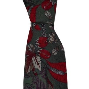 Vintage Polo Ralph Lauren Silk Necktie Mens Green Red Floral Designer Tie